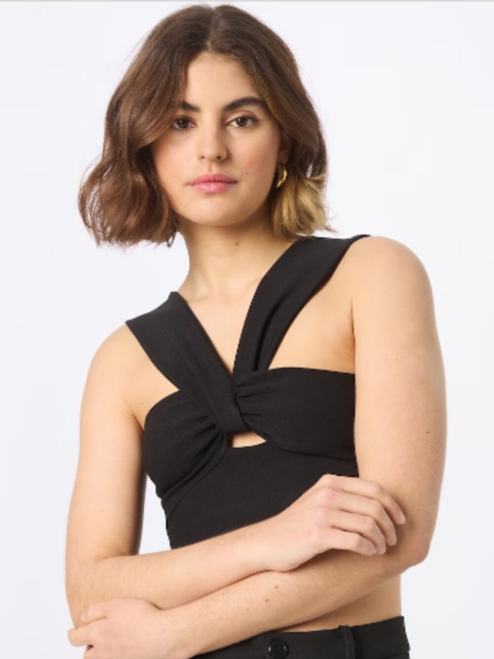 Abercrombie & Fitch Crop Top Wide Strap Sleeveless Black Women's Size Medium NWT